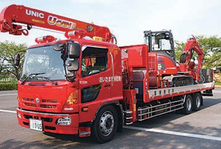 重機及び重機搬送車の写真