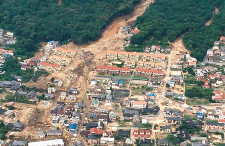 平成26年広島県広島市の土砂災害の被災現場の写真