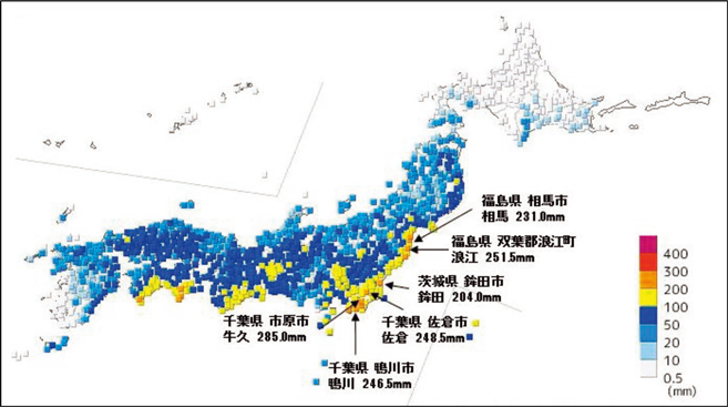 特集1-7図　10月24日から26日までの総降水量