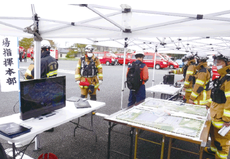 避難指示区域内における大規模火災対応訓練におけるドローン映像を活用した指揮活動