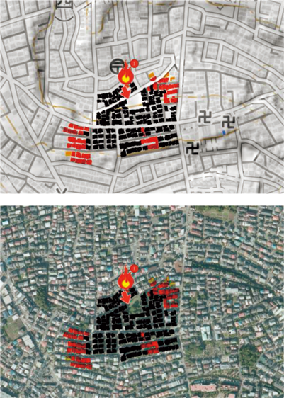 第6-3図　Web版市街地火災延焼シミュレーションシステムの計算結果例